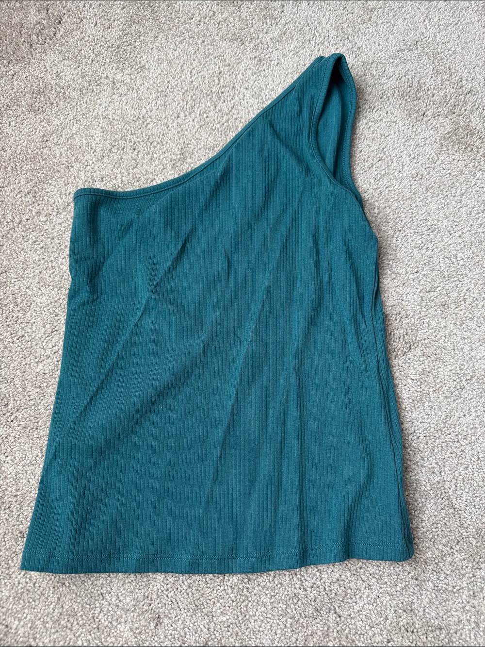 a.n.a One-Shoulder Teal Ribbed Tank Dress